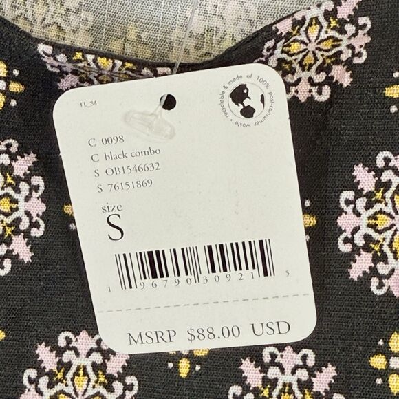 Free People Center Of Attention Black Pattern Mini Dress Women's Small NEW NWT - Picture 11 of 11